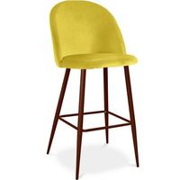 taburete tapizado en terciopelo - diseno escandinavo - evelyne amarillo