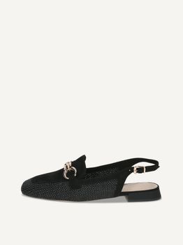 CAPRICE Ballerina, black, made of Leather and synthetic with Trapeze heel, Size 42