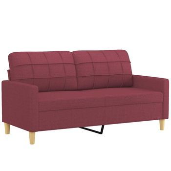 Sofá De 2 Plazas | Sofá De Salón | Sofá De Descanso De Tela Rojo Tinto 140 Cm