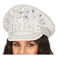 gorra de policia plateado bride con pedreria adulto talla unica