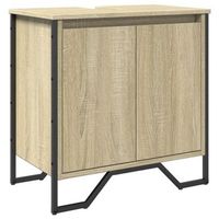 armario lavabo bano  mueble de bano madera ingenieria roble sonoma 60x35x60 cm