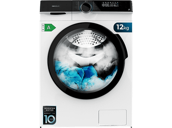 Lavadora carga frontal - Cecotec Bolero DressCode 121000 A, 12 kg, 1400 rpm, Motor Inverter Plus, Lavado con vapor, White