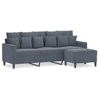 sofa de 3 plazas con taburete de terciopelo gris oscuro 180 cm vidaxl