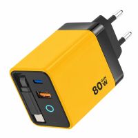 tecnologia gan cargador usb pd de 2 puertos de 80w con cable usb-c retractil soporta carga rapida pd30 adaptador de