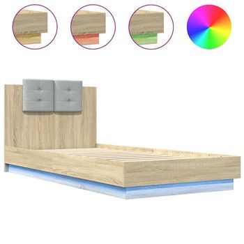 Estructura De Cama Cabecero Luces Led Roble Sonoma 100x200 Cm Vidaxl