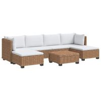 7 uds conjunto de lounge de ratan con cojines gendt natural vidaxl