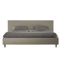 cama matrimonial con somier acolchada 200x210 cuero sintetico capuchino adele