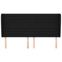 cabecero cama mueble de dormitorio con orejas de tela 163 x 23 x 118128 cm negro m020003605