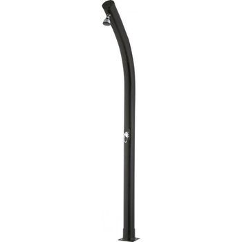 Ducha Solar Negra De Exterior Con Forma Curvada. Fabricada En Pvc Y Acero Inoxidable. 2 M De Altura