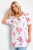 yours blusa viscosa blanca y rosa de flores mujer curvy y tallas grandes yours