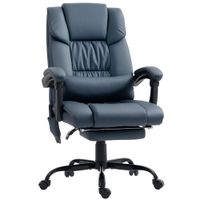 vinsetto sillon de oficina masajeador reposapies altura regulable respaldo reclinable mando con cable 66x75x122cm azul   aosom espana