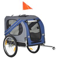 pawhut remolque de bicicleta para perro mascotas 8 reflectores bandera barra de remolque incluida impermeable max 30 kg 130x73x90 cm   aosom espana
