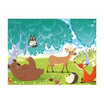 Papel Pintado 3d - Animales Del Bosque Verde (350x270 Cm)