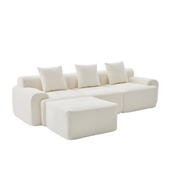Sofá Modular 3 Plazas Chenilla Texturizada Viscoelástica Urban Meuble 97x100x68 Cm - Beige