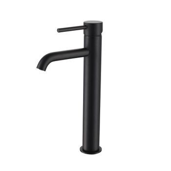 Grifo Monomando Para Lavabo Alto Pico Negro Mate