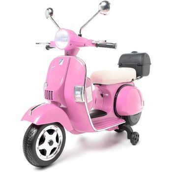 Vespa Clásica Oficial 12v Licencia Piaggio Rosa - Moto Eléctrica Infantil De Batería Para Niños