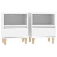 conjunto de 2 mesitas de noche con cajon y compartimento abierto 40 x 35 x 50 cm madera contrachapada blanca dec034926