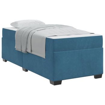 Estructura De Cama Con Colchón Azul Oscuro 90 X 200 Cm Tela Vidaxl