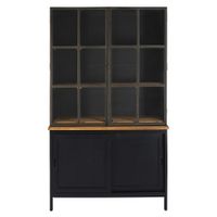 alacena industrial de mango acacia y acero con 4 puertas