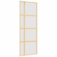 puerta corredera dorada vidrio esg esmerilado aluminio 76x205cm vidaxl