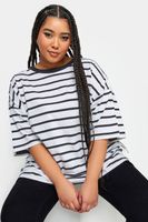 yours camiseta gris claro con rayas mujer curvy y tallas grandes yours