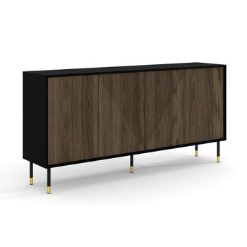 Bufé 4 puertas paneles laminados madera y negro