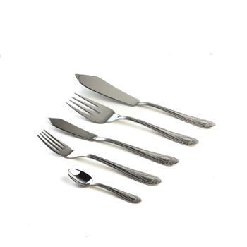 Cuberteria De Pescado Acero Inoxidable (20 Piezas) Koln 1285, 6 Tenedores, 6 Cuchillos Fileteadores, 6 Cucharas De Postre, 1 Pala, 1 Tenedor De Servir