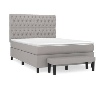 Cama box spring con colchón tela gris claro 140x200 cm diseño de botones