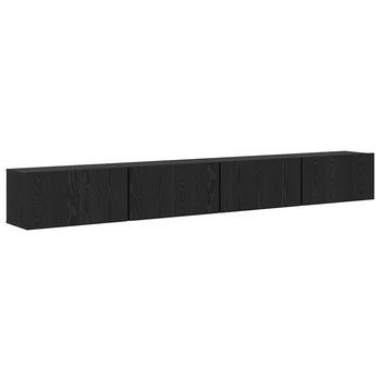 Conjunto De Mueble De Tv 4 Uds | Mueble De Salón | Gabinete De Tv Roble Negro 60 X 30 X 30 Cm