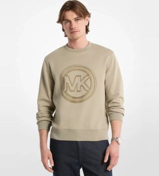 Michael Kors para hombre. CT653715MF Sudadera de mezcla de algodón con logotipo y cuello redondo beige (M), Casual, Algodón Orgánico