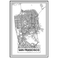 panorama cuadro metacrilato enmarcado mapa ciudad san francisco 50x70 cm