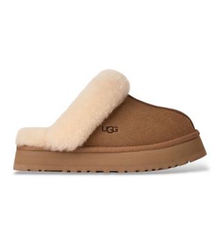 UGG para mujer. 1122550 Zapatillas de piel Disquette marrón (36), 1 a 3cm, Ante, Ninguno, Homewear