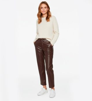 Twinset para mujer. 252TP2091 Pantalón Fashion marrón (42), Casual, Sintético