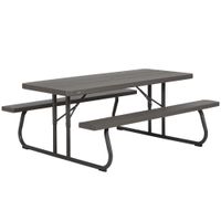 mesa picnic plegable con bancos integrados ultrarresistente 183x76x74 cm marron