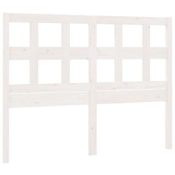 Cabecero Cama Mueble De Dormitorio De Cama Madera Maciza De Pino 125,5 X 4 X 100 Cm Blanco M02_0005215
