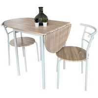 pack de mesa extensible y 2 sillas de cocina butterfly estilo nordico en color roble sonoma y blanco