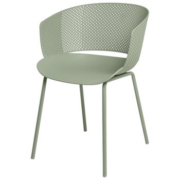 Silla con asiento curvo color menta de polipropileno.