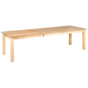 Mesa De Comedor Extensible Rectangular Tablero Chapado Acabado Natural Patas Madera Maciza 180/280 X 100 Cm Chapa Madera Fresno Claro Madura