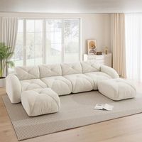 sofa modular en u sin marco 4 plazas con 2 taburetes tela comoda antideslizante montaje no requerido blanco