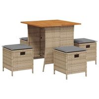 set comedor de jardin 5 pzas con cojines ratan sintetico beige cfw890325