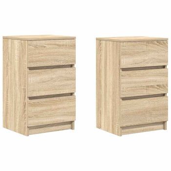 Mesillas De Noche Con 3 Cajones 2 Uds Roble Sonoma 39x35x65 Cm Vidaxl