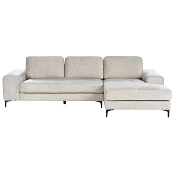 Sofá Seccional Esquinero Moderno En Forma De L Patas De Metal Terciopelo Beige Claro Kiruna