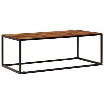 Mesa De Café - Mesa De Centro Madera Maciza De Acacia Y Acero 110x60x40 Cm