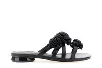 sandalias tipo pantuflas efecto piel con aplicaciones de flores black