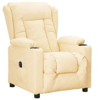 sillon reclinable electrico de cuero sintetico crema cfw739609