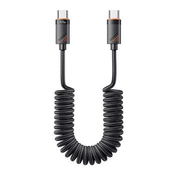 MENSAJE ES-X66 3A/5A 60W/100W Tipo-C a Tipo-C Cable de Datos de Resorte PD3.0 QC4.0/3.0 FCP Carga Rápida Transmisión de