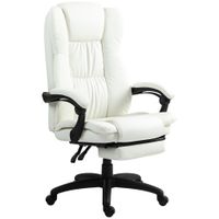 vinsetto silla de masaje reclinable con altura ajustable reposapies retractil y control remoto 685x685x113-121 cm crema