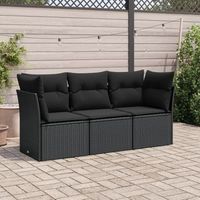 conjunto de sofas de jardin con cojines 3 uds  mueble jardin mesa y sillas ratan sintetico negro cfw780331