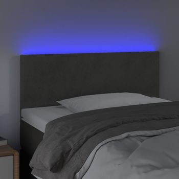 Cabecero Cama Mueble De Dormitorio Con Led De Terciopelo Oscuro 100 X 5 X 78/88 Cm Gris M02_0001538