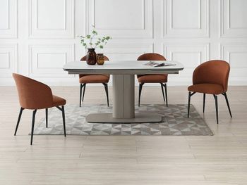 Mesa de comedor cristal topo, blanco